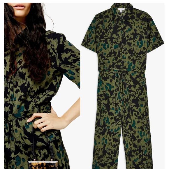 Topshop animal print camouflage jumpsuit 14 - Picture 2 of 4